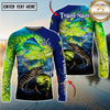 Maxcorners Ocean & Lake Fishing Personalized Name, Team Name 3D Long Sleeve Shirt (Mahi-mahi,Redfish , Marlin, Striped Bass, Salmon)