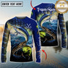 Maxcorners Ocean & Lake Fishing Personalized Name, Team Name 3D Long Sleeve Shirt (Mahi-mahi,Redfish , Marlin, Striped Bass, Salmon)