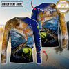 Maxcorners Ocean & Lake Fishing Personalized Name, Team Name 3D Long Sleeve Shirt (Mahi-mahi,Redfish , Marlin, Striped Bass, Salmon)