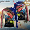 Maxcorners Ocean & Lake Fishing Personalized Name, Team Name 3D Long Sleeve Shirt (Mahi-mahi,Redfish , Marlin, Striped Bass, Salmon)