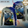 Maxcorners Ocean & Lake Fishing Personalized Name, Team Name 3D Long Sleeve Shirt (Mahi-mahi,Redfish , Marlin, Striped Bass, Salmon)