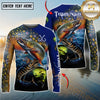 Maxcorners Ocean & Lake Fishing Personalized Name, Team Name 3D Long Sleeve Shirt (Large Mouth Bass, Walleye, Trout, Crappie, Catfish, Pike