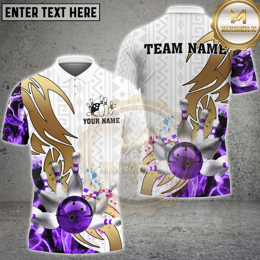 Maxcorners Bowling Tribal Pattern Multicolor Customized Name, Team Name 3D Shirts