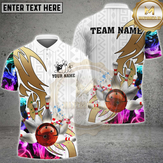 Maxcorners Bowling Tribal Pattern Multicolor Customized Name, Team Name 3D Shirts