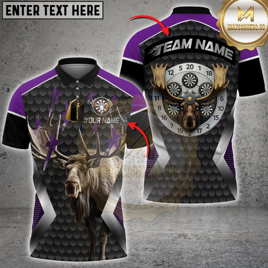 Maxcorners Darts Hunter Moose Antlers Multicolor Customized Name, Team Name 3D Shirts