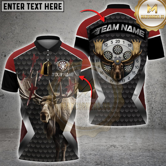 Maxcorners Darts Hunter Moose Antlers Multicolor Customized Name, Team Name 3D Shirts