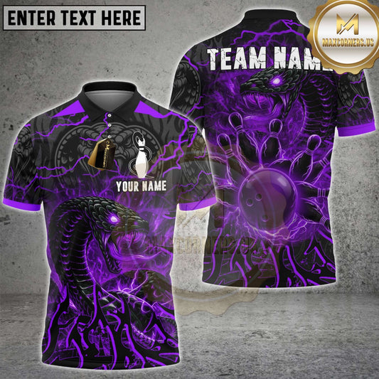 Maxcorners Bowling Neon Cobra Snake Multicolor Customized Name, Team Name 3D Shirts
