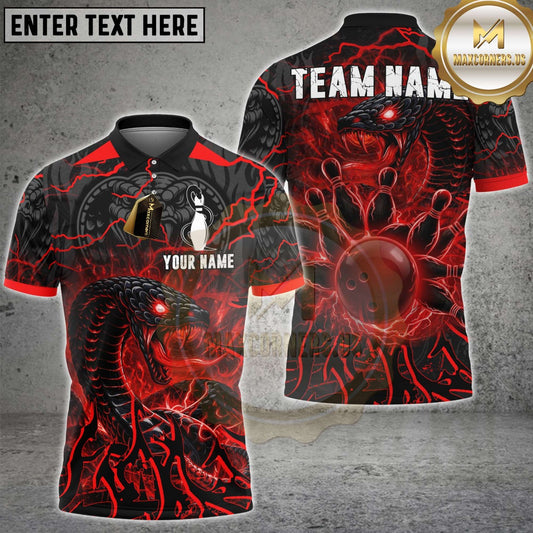 Maxcorners Bowling Neon Cobra Snake Multicolor Customized Name, Team Name 3D Shirts