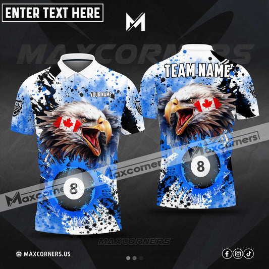 Maxcorners Billiards Ball 8 Eagle Canadian Flag Personalized Name, Team Name Unisex Shirt (4 Colors)