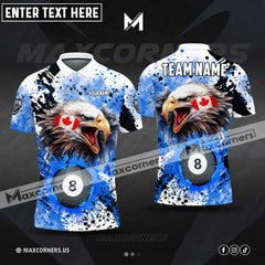 Maxcorners Billiards Ball 8 Eagle Canadian Flag Personalized Name, Team Name Unisex Shirt (4 Colors)