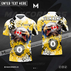 Maxcorners Billiards Ball 8 Eagle Canadian Flag Personalized Name, Team Name Unisex Shirt (4 Colors)