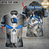 Maxcorners Bowling Punisher Skull Multicolor Customized Name, Team Name 3D Shirts