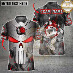 Maxcorners Bowling Punisher Skull Multicolor Customized Name, Team Name 3D Shirts