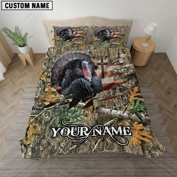 Maxcorners Custom Name Wilderness Turkey Hunting Bedding Set 3D All Over Printed