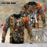 Maxcorners Deer Hunting Hunter Orange Camouflage Pattern Custom Name Shirt 3D All Over Printed Clothes