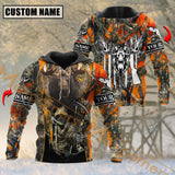 Maxcorners Moose Hunting Hunter Orange Purple Camouflage Pattern Custom Name Shirt 3D All Over Printed Clothes