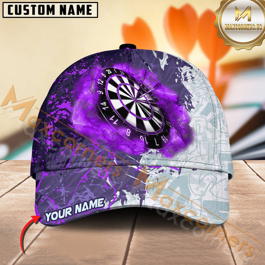 Maxcorners Darts Grunge Smoke Multicolor Option Personalized Name 3D Cap