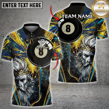 Maxcorners Billiards Ball 8 Zeus God Art Style Personalized Name 3D Unisex Shirt