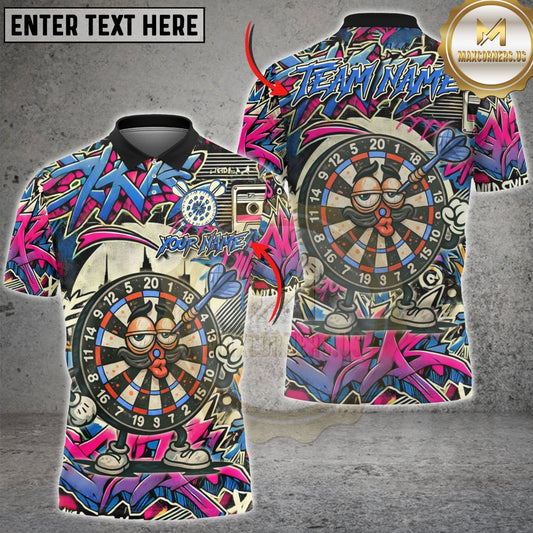 Maxcorners Darts Graffiti Funny Dartboard Character Multicolor Customized Name, Team Name 3D Shirts