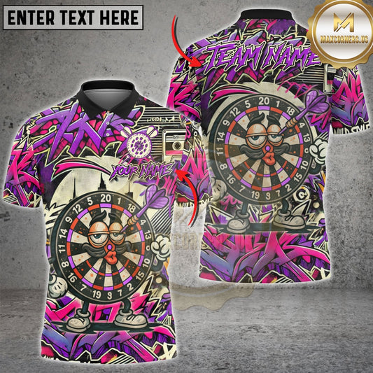 Maxcorners Darts Graffiti Funny Dartboard Character Multicolor Customized Name, Team Name 3D Shirts