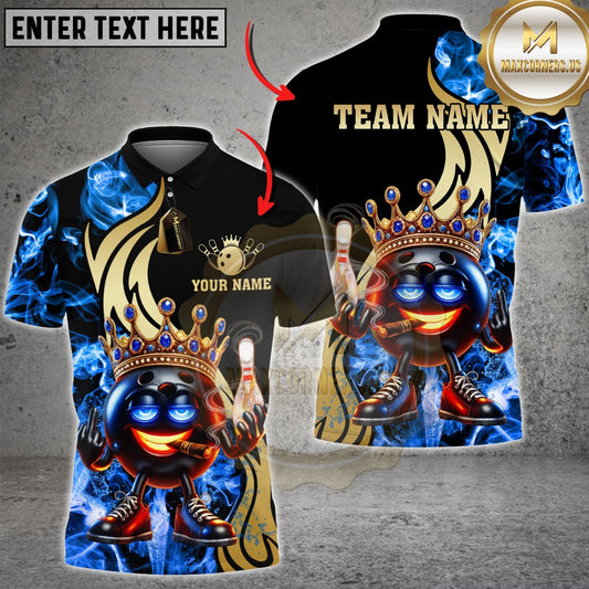 Maxcorners Bowling Royal Fire King Multicolor Customized Name, Team Name 3D Shirt