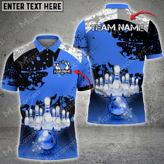 Maxcorners Bowling & Pins Sports Jersey Multicolor Option Customized Name, Team Name 3D Polo Shirt (6 Colors)
