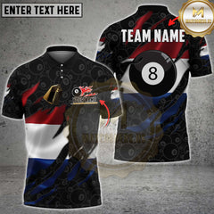 Maxcorners Billiards Netherlands Torn 8 Ball Flame Flag Personalized Name 3D Unisex Shirt