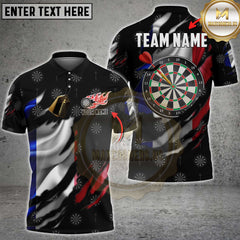 Maxcorners Darts France Flame Flag Personalized Name 3D Unisex Shirt
