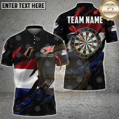 Maxcorners Darts Netherlands Flame Flag Personalized Name 3D Unisex Shirt