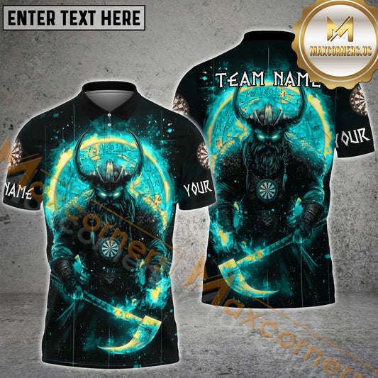 Maxcorners Viking Fire Warrior Darts Jersey Multicolor Option Customized Name, Team Name 3D Polo Shirt