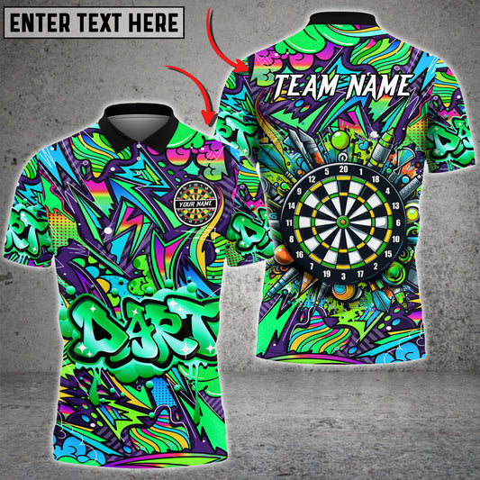 Maxcorners Graffiti Gunners Darts Jersey Multicolor Option Customized Name, Team Name 3D Polo Shirt