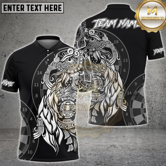 Maxcorners Darts Aztec Warrior Multicolor Customized Name, Team Name 3D Shirt (4 Colors)