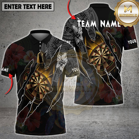 Maxcorners Polynesian Bowling Fire Ball Hibiscus Turtle Multicolor Customized Name, Team Name 3D Shirt
