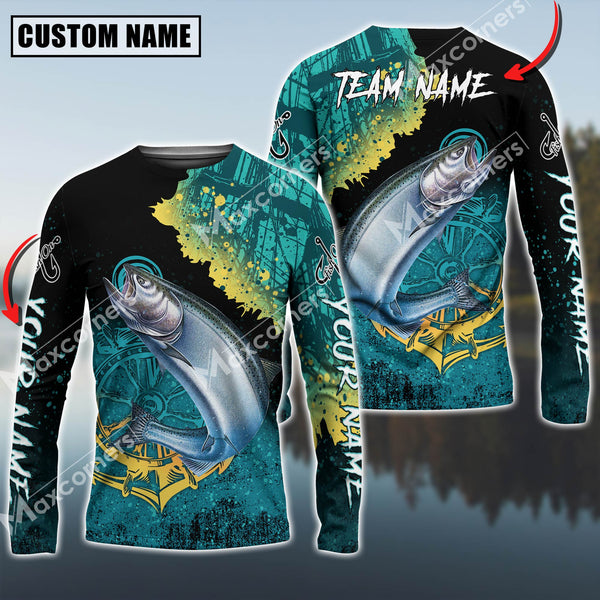 Maxcorners Chinook Fishing Jersey Sun Protection Personalized Name,Team Name 3D Long Sleeve Shirt