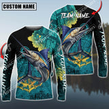 Maxcorners Marlin Fishing Jersey Sun Protection Personalized  Name, Team Name 3D Long Sleeve Shirt