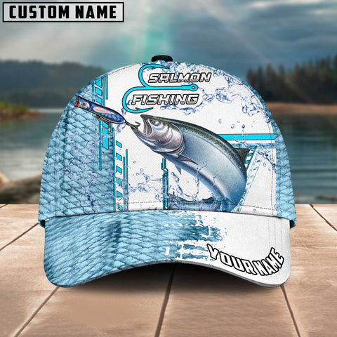 Maxcorners Salmon Fishing Skinfish Pattern Water Sport Jersey Multicolor Personalized Name 3D Cap
