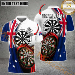 Maxcorners Darts Shirt Australian Flag Dartboard Style Personalized Name, Team Name 3D Shirt