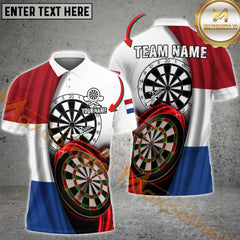 Maxcorners Darts Shirt Netherlands Flag Dartboard Style Personalized Name, Team Name 3D Shirt