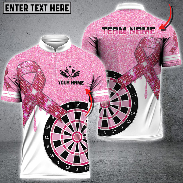 MaxCorners Darts Breast Cancer Awareness Customized Name 3D Polo Shirt For Men