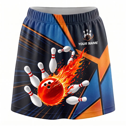 Maxcorners Bowling Flaming Strike Ball Explosion Personalized 3D Skirts With Shorts