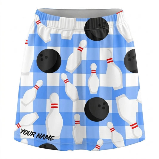 Maxcorners Bowling Blue Geometric Ball Pattern Personalized 3D Skirts With Shorts