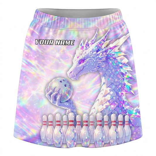 Maxcorners Bowling Iridescent Dragon Fantasy Personalized 3D Skirts With Shorts