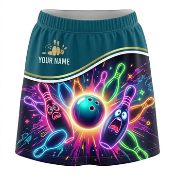 Maxcorners Bowling Galaxy Funny Ball And Pins Personalized 3D Skirts With Shorts