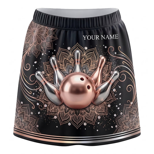 Maxcorners Bowling Rose Gold Art Personalized 3D Skirts With Shorts