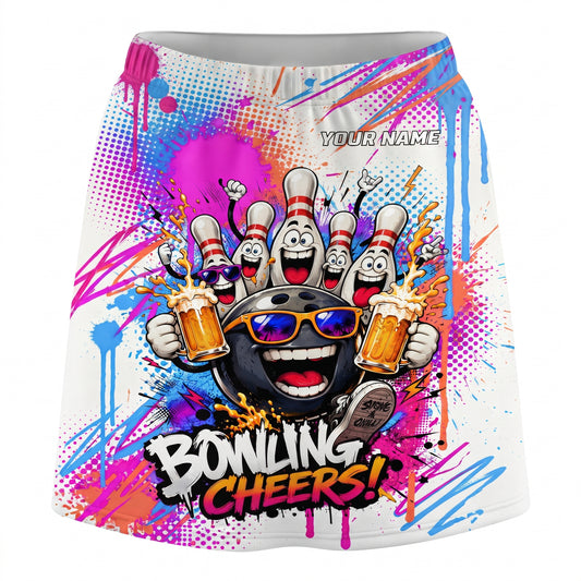 Maxcorners Bowling Color Splash Cheers Personalized 3D Skirts With Shorts