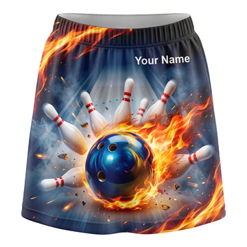 Maxcorners Bowling Fire Lane Energy Ball Personalized 3D Skirts With Shorts