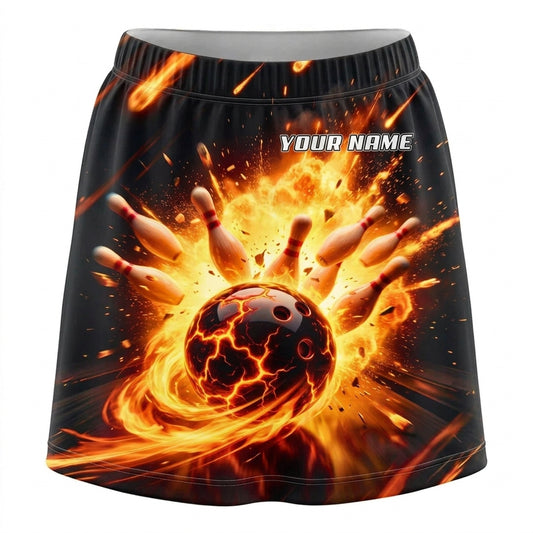 Maxcorners Bowling Fireball Explosion Personalized 3D Skirts With Shorts