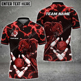 Maxcorners Bowling & Pins Panther Multicolor Option Customized Name, Team Name 3D Polo Shirt (4 Colors)