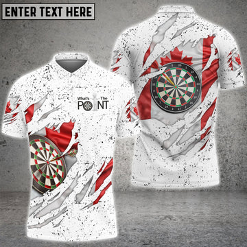 MaxCorners Dart Canada Flag Grunge  Customized Name And Team Name 3D Polo Shirt For Men For Mark