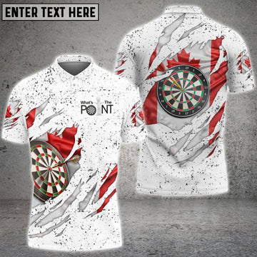 MaxCorners Dart Canada Flag Grunge  Customized Name And Team Name 3D Polo Shirt For Men For Mark